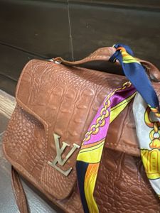Stylish Brown Croc Embossed Sling Bag