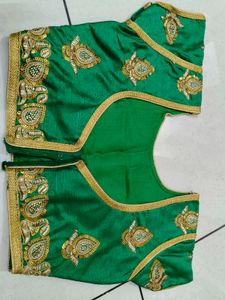 Embellished Green Silk Blouse