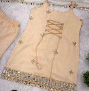 Elegant Cream Kurta Set with Sharara