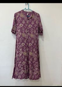 Yellow Floral Print Kurta with Lace Detail
