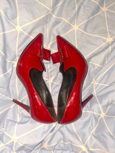 Red Patent Bow Stiletto Heels