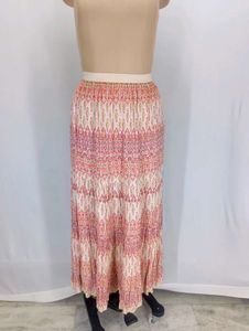 Boho Print Tiered Maxi Skirt