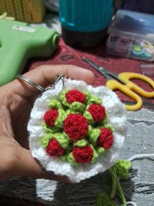 Crocheted Flower Keychain Charm