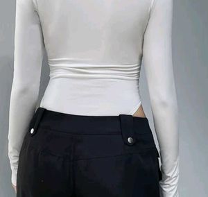 Stylish stripped White Cutout Bodysuit