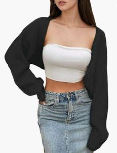 Chic Black Knit Bolero Shrug free size
