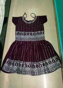 Dark Purple Colour Girl Sharara Dress