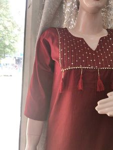 Maroon Kurta with Sequins and Tassels