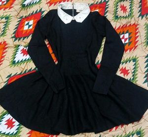 Floral White Peter Pan Collar Fit &amp; Flare Dress🖤