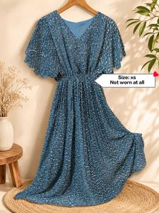 Blue Floral Print Midi Dress