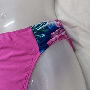 Pink Bikini ⚛️Bottom with Floral Trim