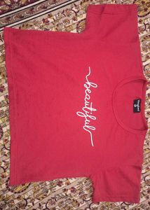 Red 'Beautiful' Graphic Tee