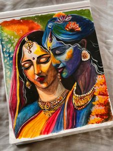 Radha Krishna Watercolor Painting