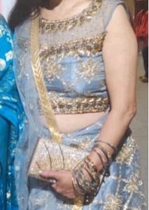 women gota pati work grey lehenga