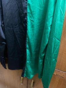 Two-Tone Satin Button-Up Shirt