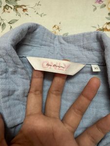 Light blue cotton crop shirt