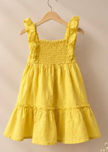Yellow Tiered Dress with Ruffle Sleeves