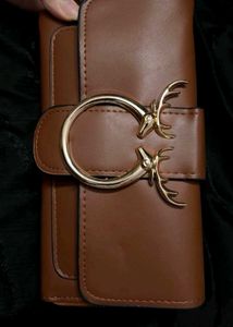 Chic Deer Buckle Brown Clutch