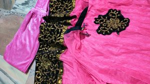 Elegant Pink Kurta Set with Black Border