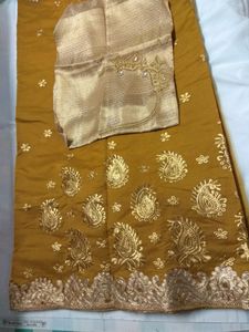 New mustard color saree with blouse