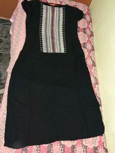 Stylish Black Kurta with Embroidered Yoke