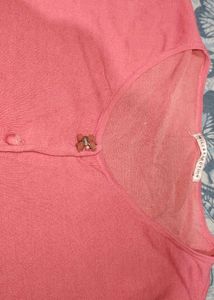 Cute Pink Puff Sleeve Cardigan