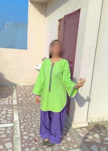 Lime Green Kurta with Purple farshi salwar