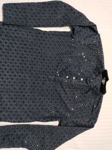 Wedding Exclusive Navy Blue Embroidered Men's Kurt