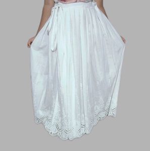 Elegant White Chikankari Skirt