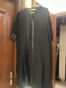 Elegant Black Kurta with Embellished Neckline