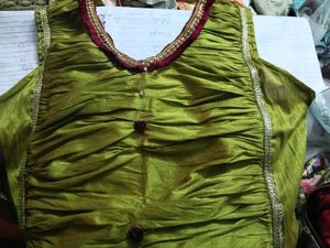 Green Ruched Gown dress with Embellished Neckline