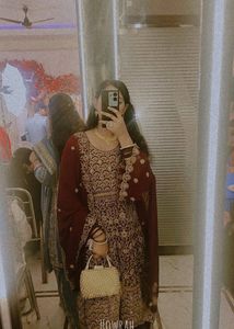 maroon folder Zari work