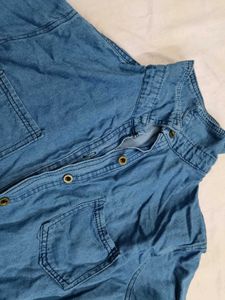 Blue Denim Crop Shirt