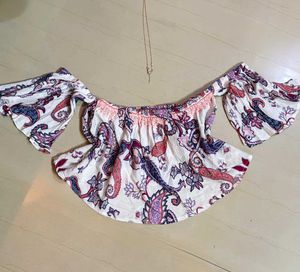 Boho Off-Shoulder Paisley Print Top