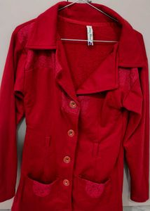 Red Women's Button-Up Jacket
