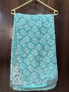 Turquoise Floral Saree