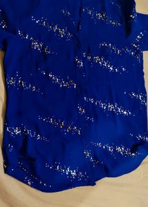 Sparkly Blue Button-Up Shirt