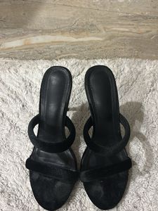 Black Velvet open Heels