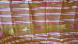 Elegant Brown Saree with Polka Dots