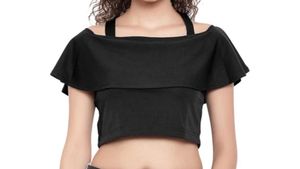 Off-Shoulder Black Crop Top