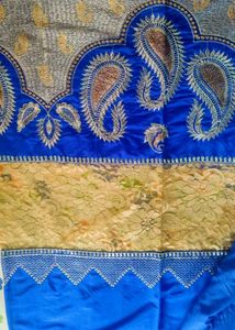 Royal Blue &amp; Gold Women's Saree