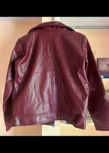 Stylish Burgundy Faux Leather Jacket