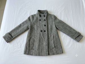 Stylish Grey Herringbone Winter Coat