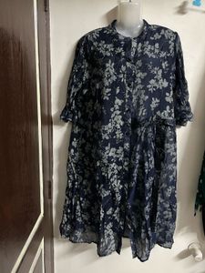 Navy Blue Floral Print Kurta