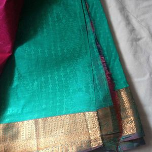 Beautiful South Indian Silk Saree with Gold Border