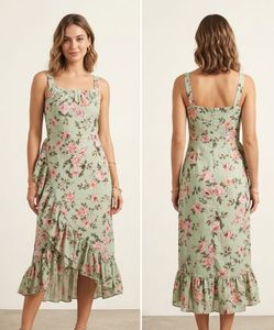 Floral Print Ruffle Midi Dress