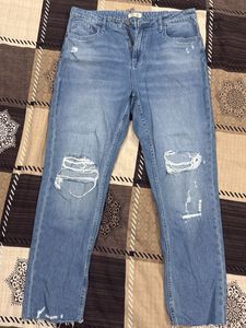 Light Blue Distressed Denim Jeans