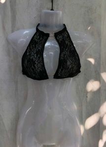 351110. Black Lace Halter Neck Bra