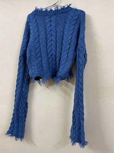 Fancy sleeves korean Blue Cable Knit Sweater