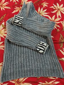 Gray Turtleneck Sweater For 3-5 Years Baby
