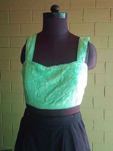 American Eagle Green Lace Cropped Tank